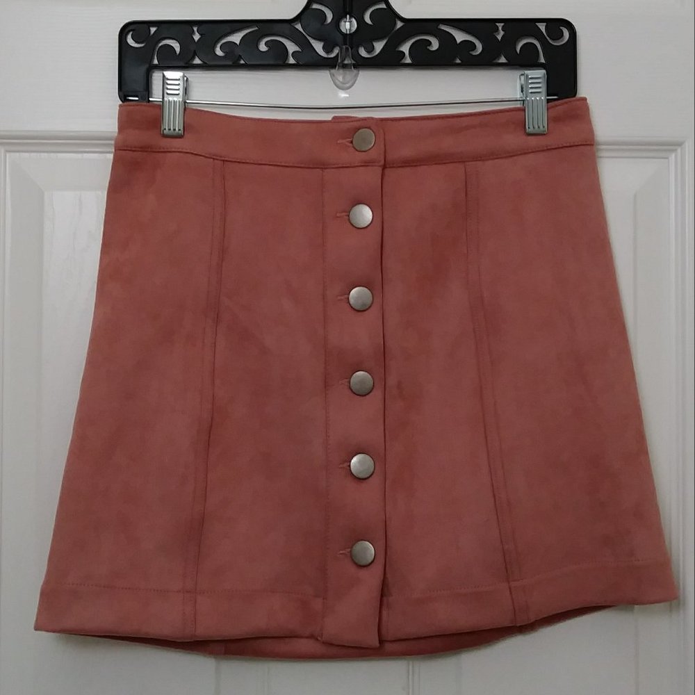 Forever 21 Hanna Blush Pink Button down Mini Skirt Medium - Picture 10 of 11